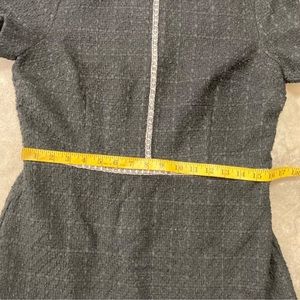 Ann Taylor Dress Womens Size 10 Contrast Trim Tweed Flounce Black Knee Length